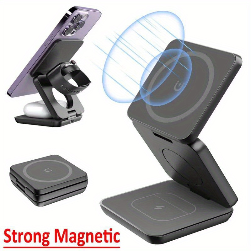 Wireless Charger 3 In 1 - Faltbares 3-in-1-Schnellladegerät mit magnetischer Aufladung für