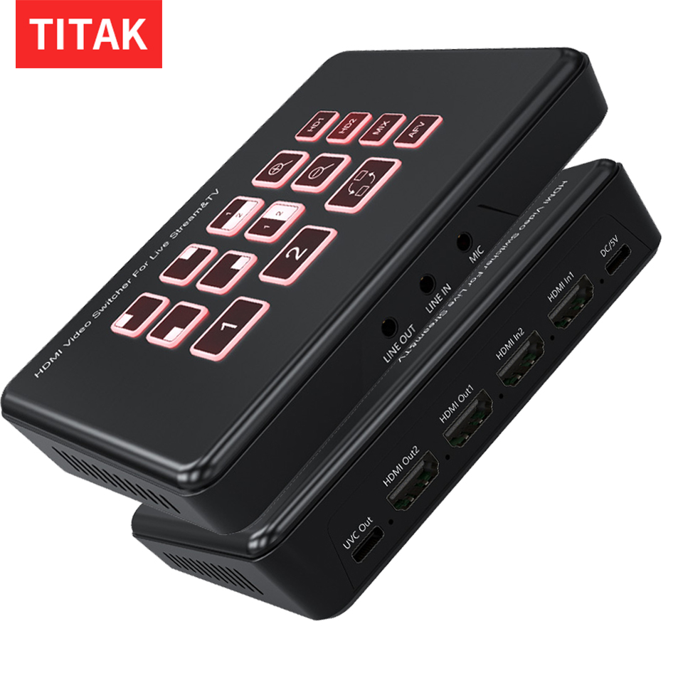 Usb C To Hdmi - 2-Wege-HDMI-Live-Streaming-Video-Mixer-Umschalter, 2-Kanal-Eingang, 1080P, USB-C-Videoaufnahmekarte, Aufnahme für