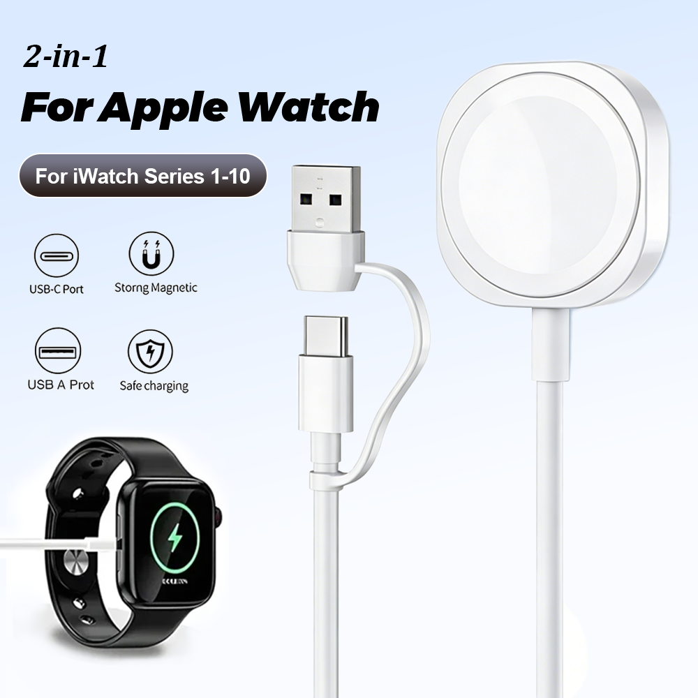 Wireless Charger 3 In 1 - 2-in-1 Magnetisches Kabelloses USB-A Schnell-Ladekabel Typ