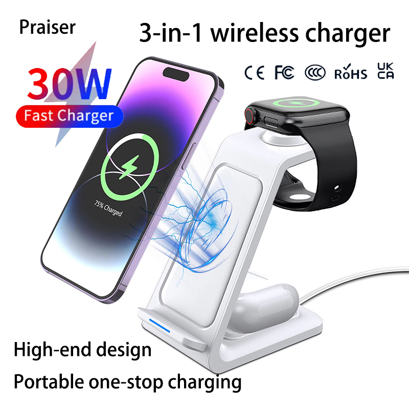 Wireless Charger 3 In 1 - 15W 3-in-1 Kabelloses Ladegerät für iPhone,