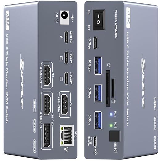 Usb C To Hdmi - USB-C KVM-Switch für 3 Monitore und